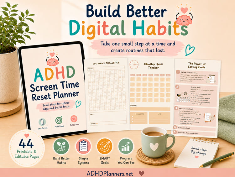 ADHD Screen Time Detox & Reset Planner